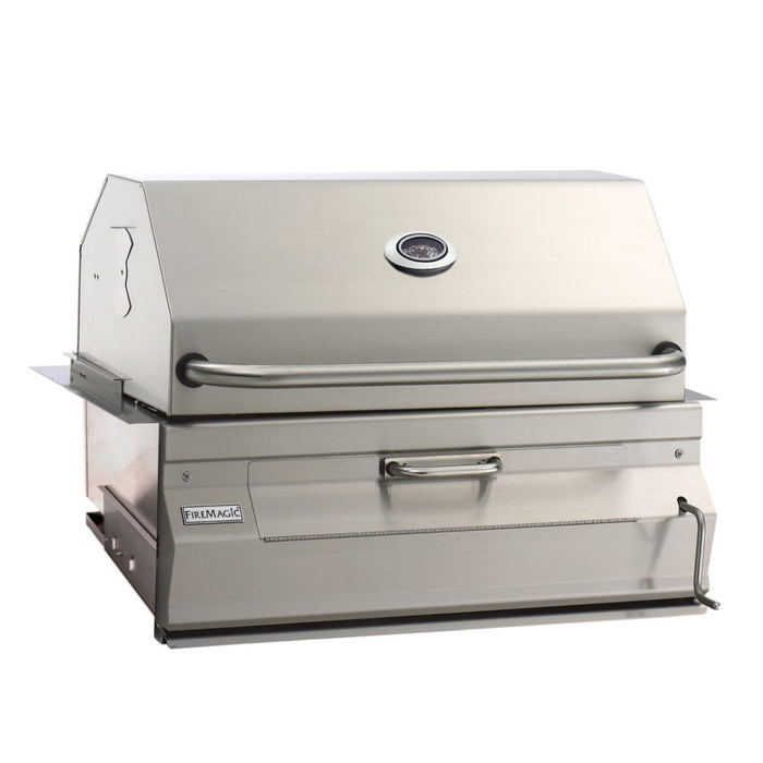 Fire Magic Legacy 30" Charcoal Slide In Barbecue Grill with Smoker Hood