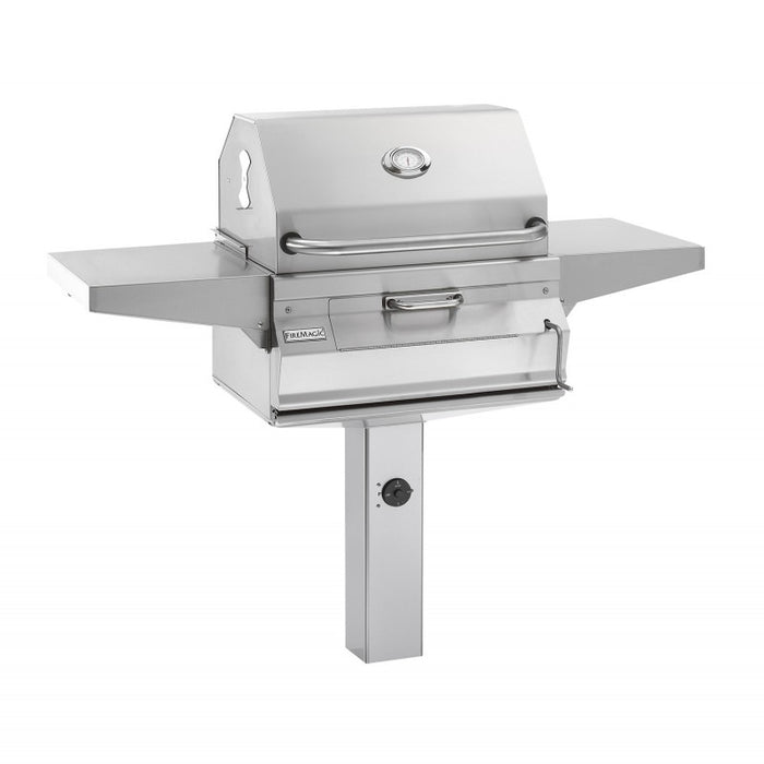 Fire Magic Legacy 24" Charcoal In Ground Post Mount Grill with Smoker Hood