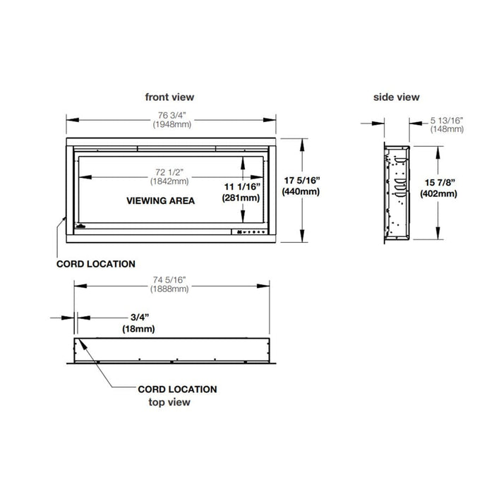 Napoleon 74-In Alluravision Deep Wall Mount Electric Fireplace - NEFL74CHD