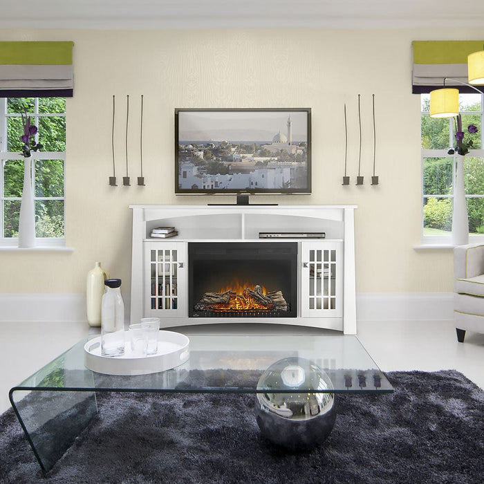 Adele Electric Fireplace Media Console in White
