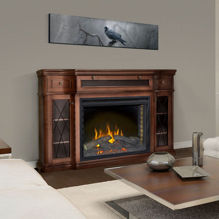 Colbert Electric Fireplace Media Console in Antique Mahogany